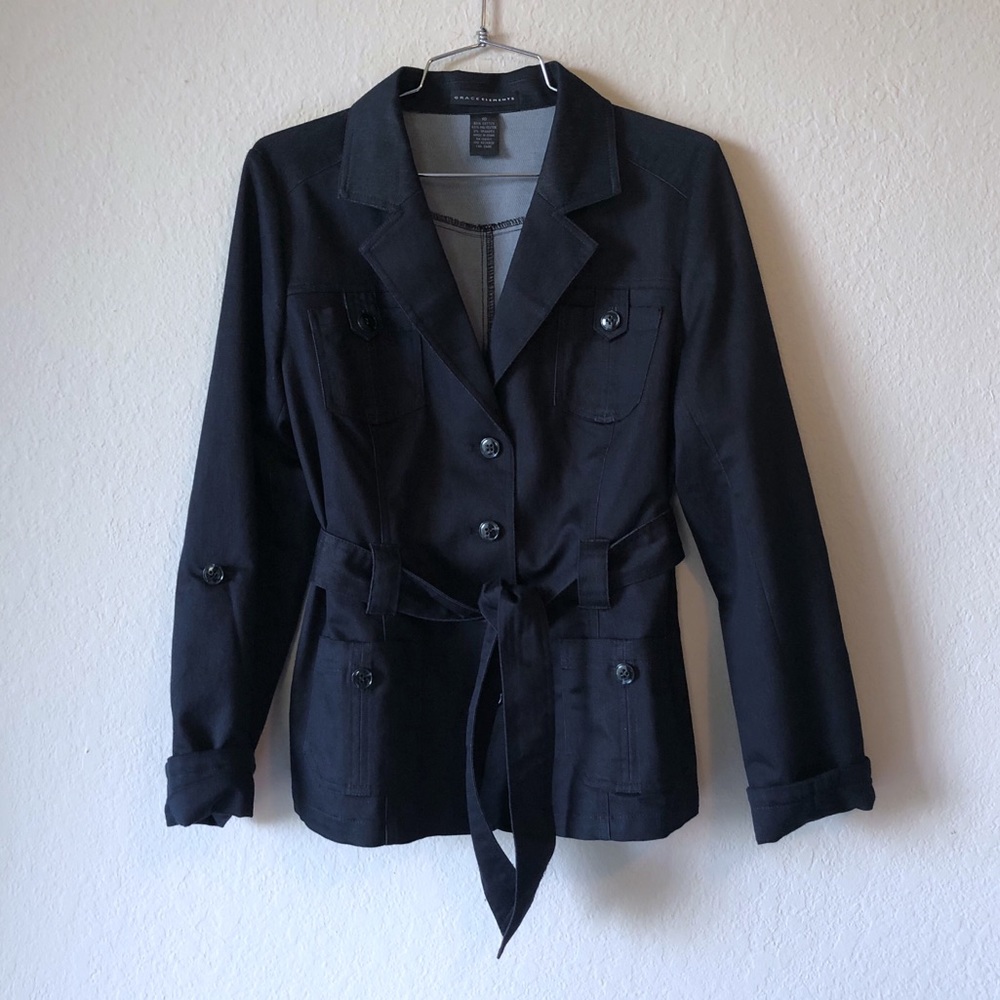 Grace Elements Dark Blue Button Down Jacket - 10 - image 1
